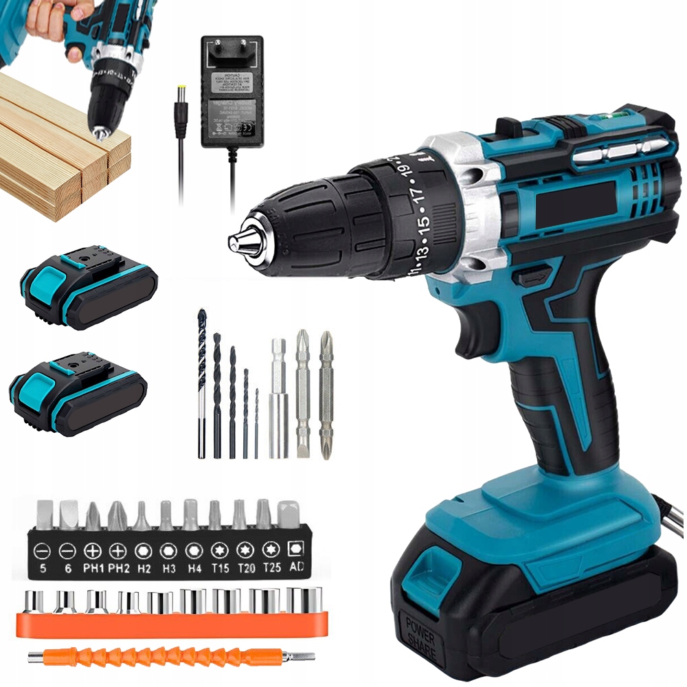 Aku Vrtačka Akumulátorový Protiskluzový 50NM 2 Rychlosti Kufr