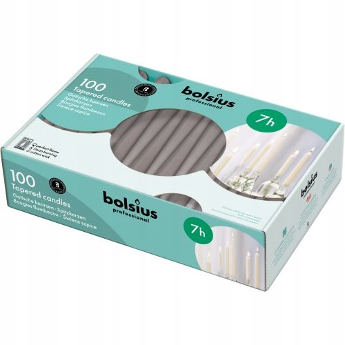 Stolní svíčky Bolsius Špica 240/23 100 kusů taupe/šedá