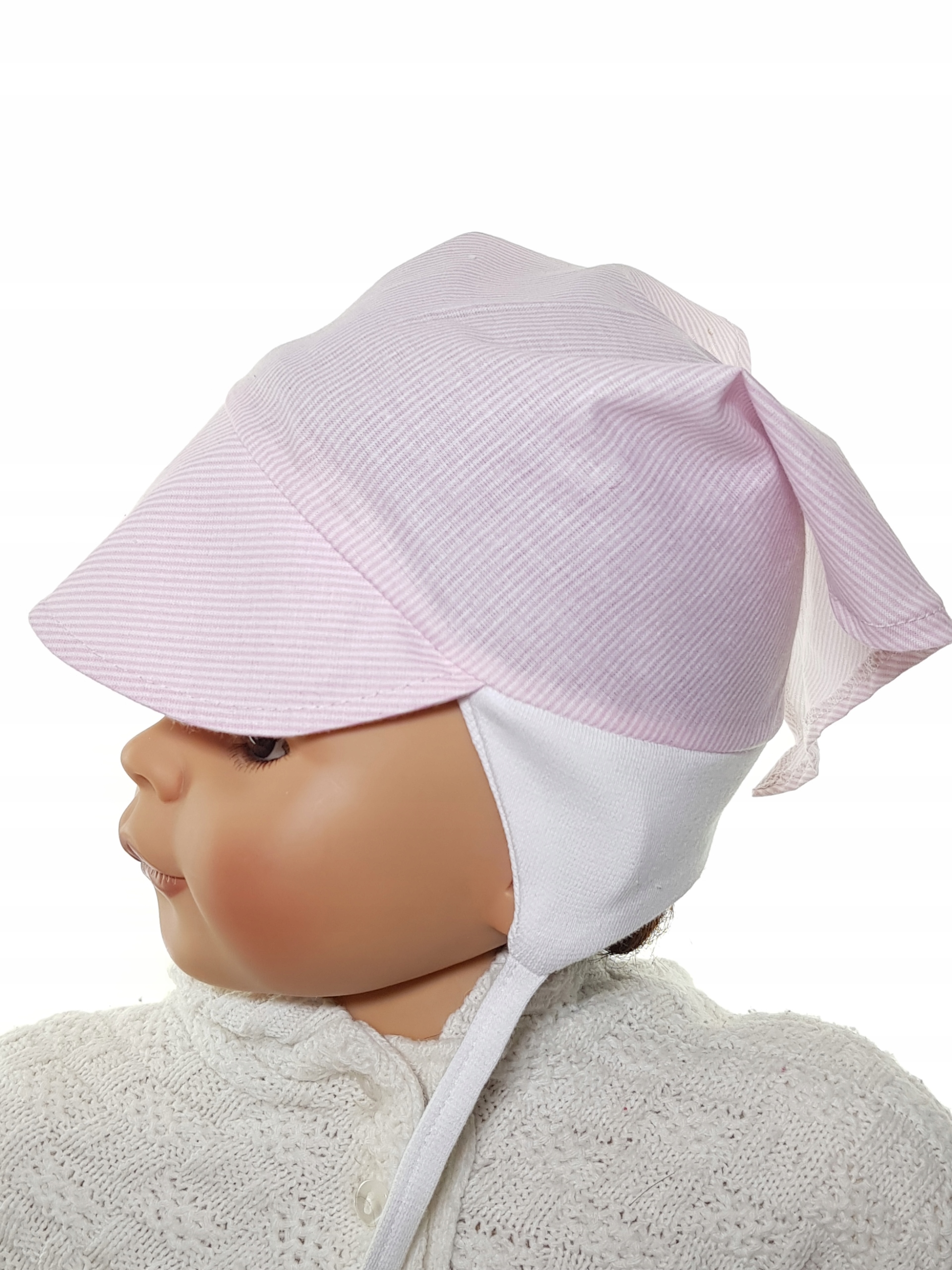 POLSKA NIEMOWLĘCA CZAPKA CHUSTKA Z DASZKIEM CZAPECZKA WIĄZANA 3-12 M-C 20WZ Rozmiar 38-46 cm