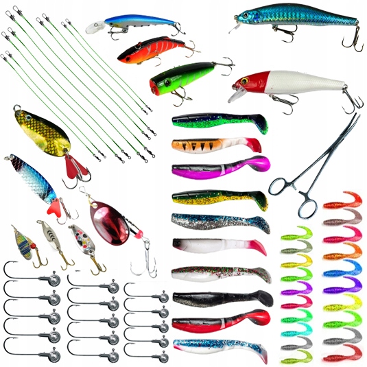 Zestaw przynęt Na Spinning 67szt wobler guma Jaxon