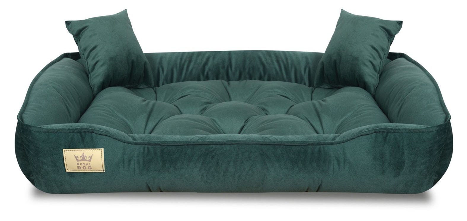 Levně pelíšek pro psa kotec 100x75 cm velur tmavě zelená L