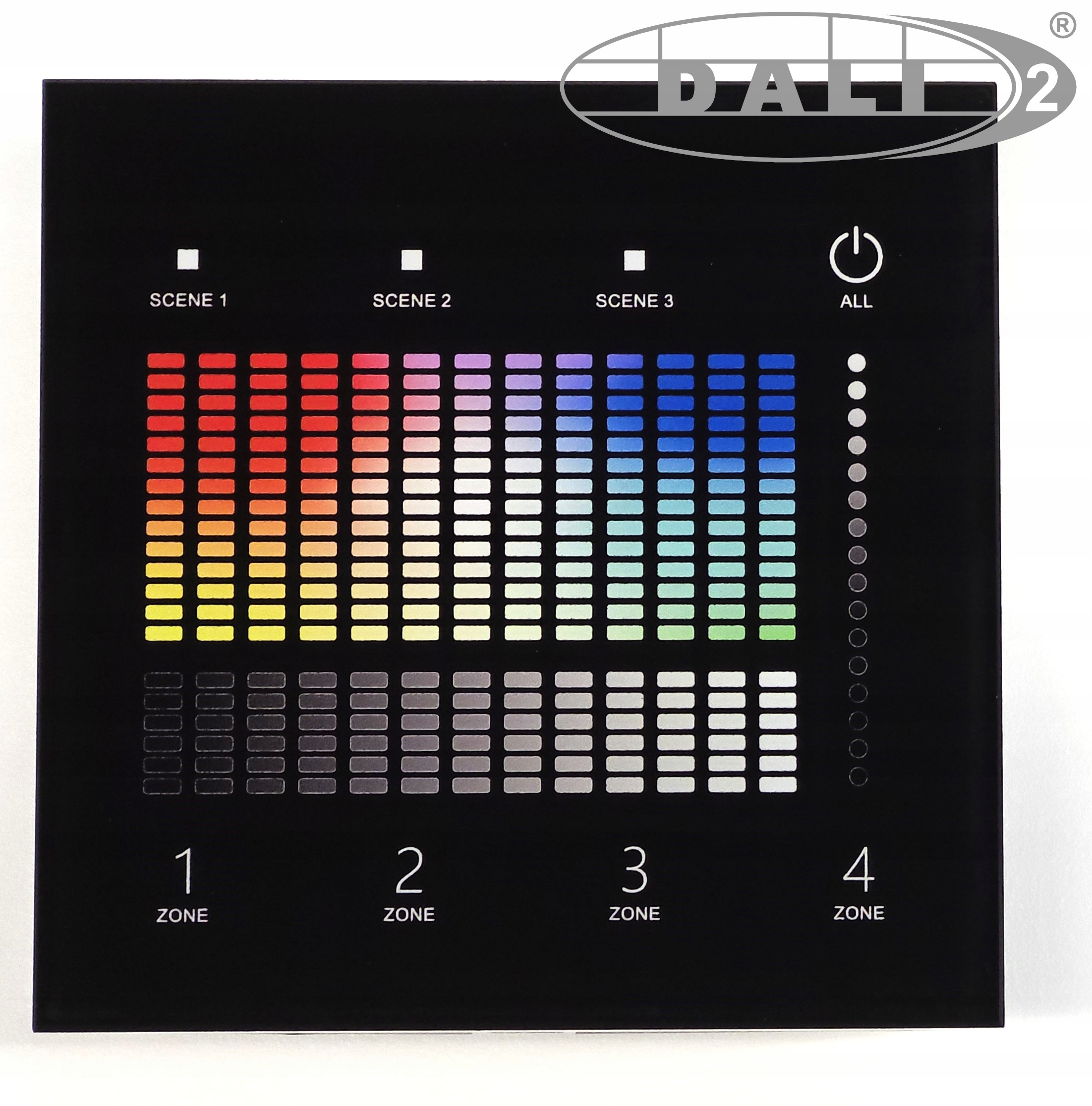 TD4-4SH dotykowy panel DALI MASTER RGBW 4 strefy 2,4G RF DT6 / DT8 Czarny