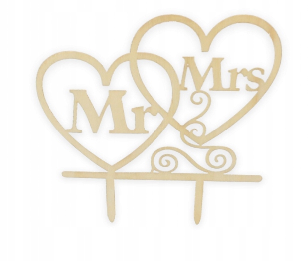 

Topper na Tort Napis Mr Mrs drewniany Toper
