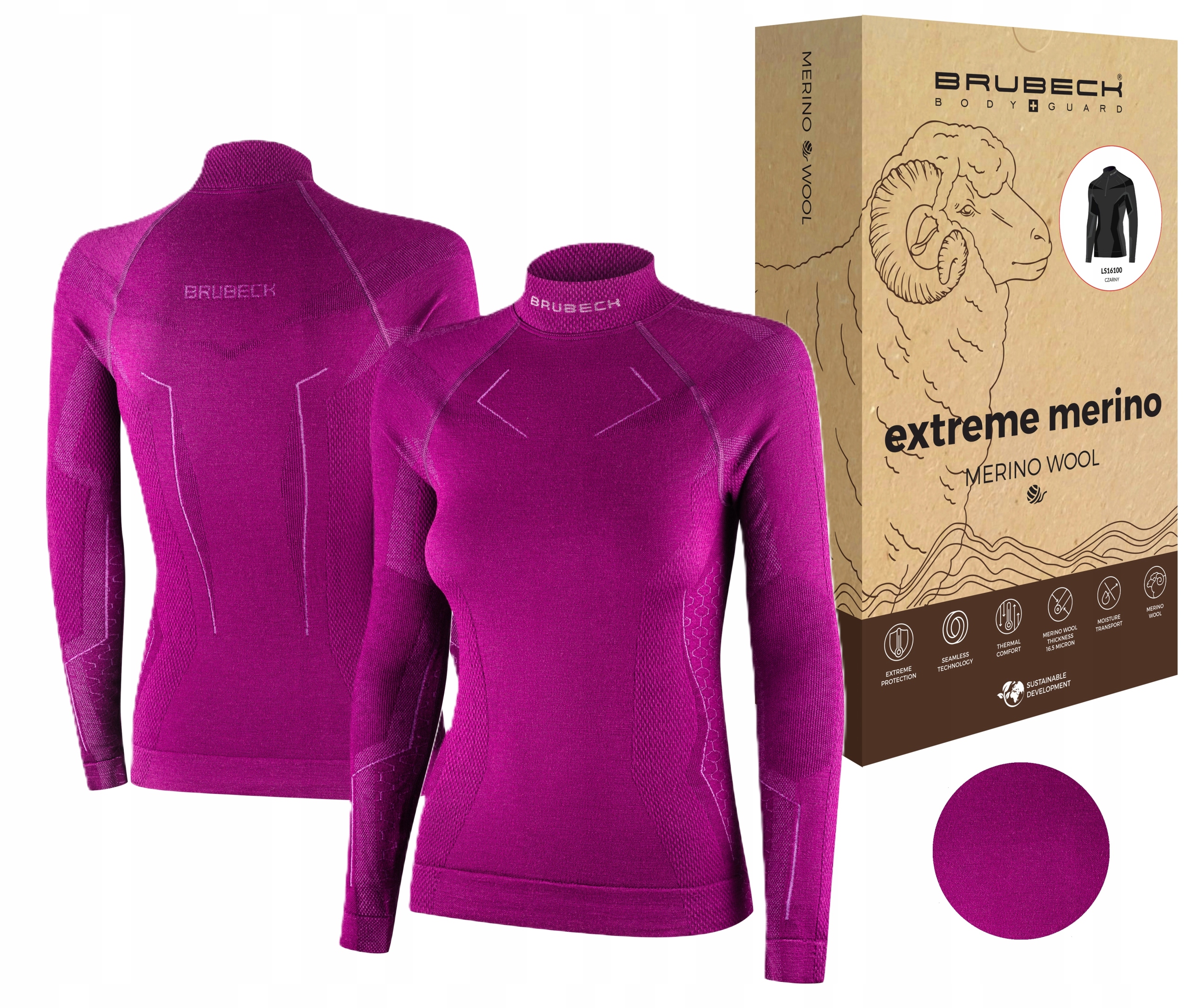 Damska bluza termiczna Brubeck Merino do wielu górskich zimowych aktywności