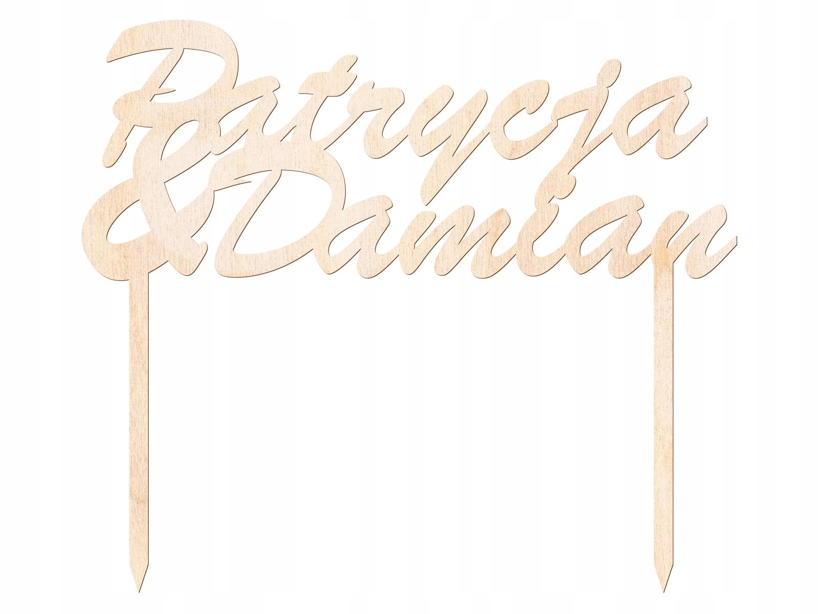 

Topper drewniany na tort z imionami 15cm Wesele