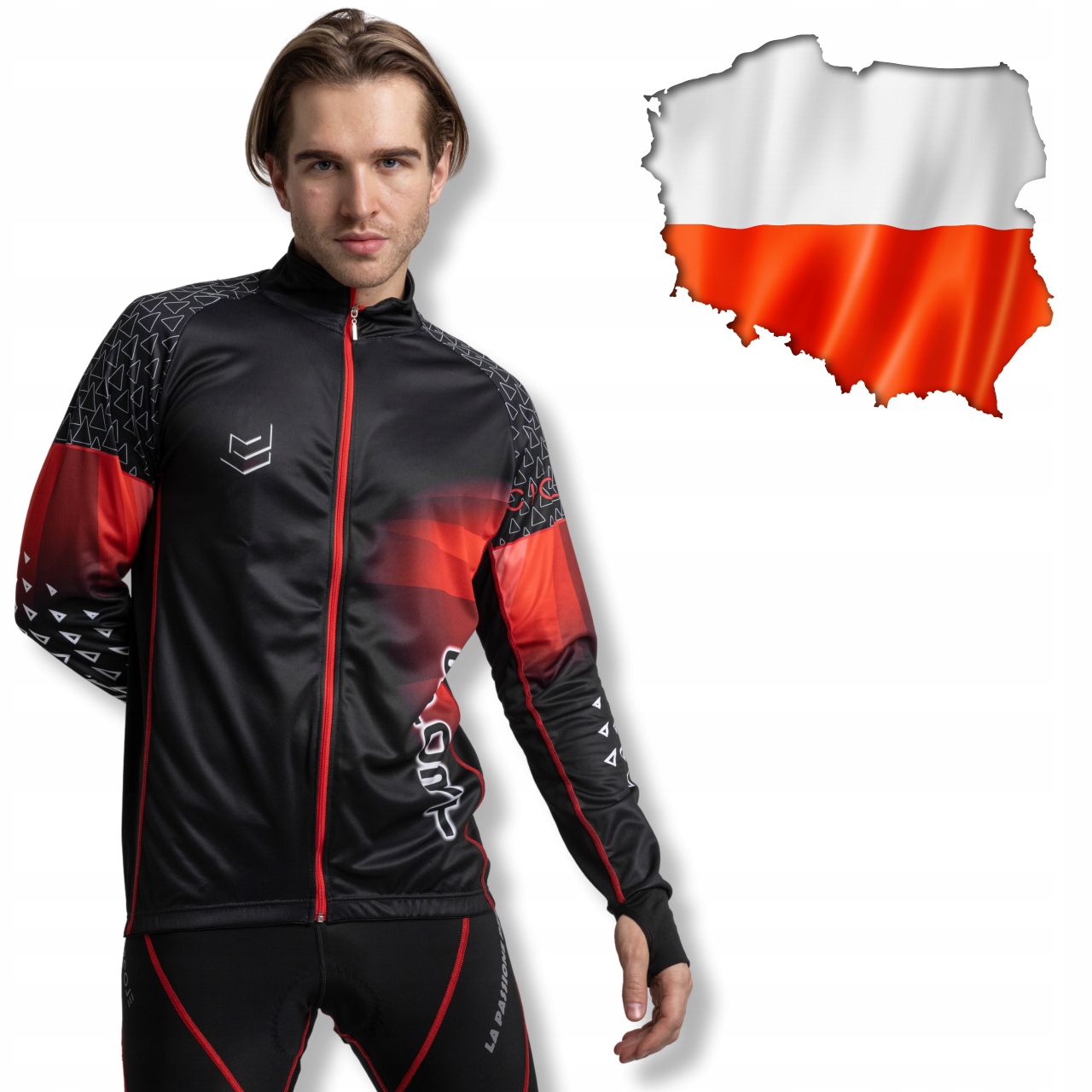 Koszulka kolarska na rower DŁUGI rękaw męska XXXL Kolor czarny