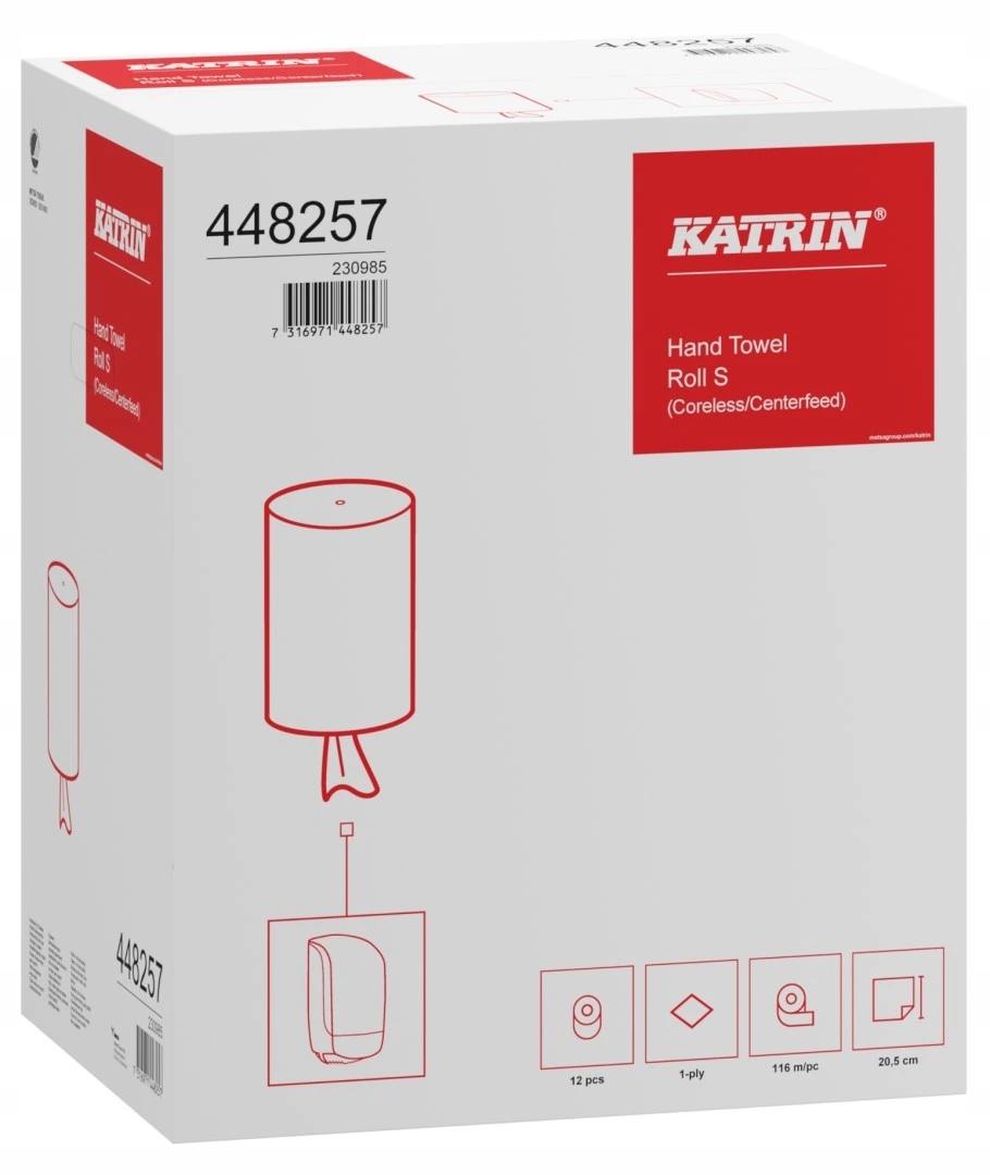 Levně Ručník papírový, v roli Katrin Classic S, 1 vrstva, bílý, 1 x 12 rolí