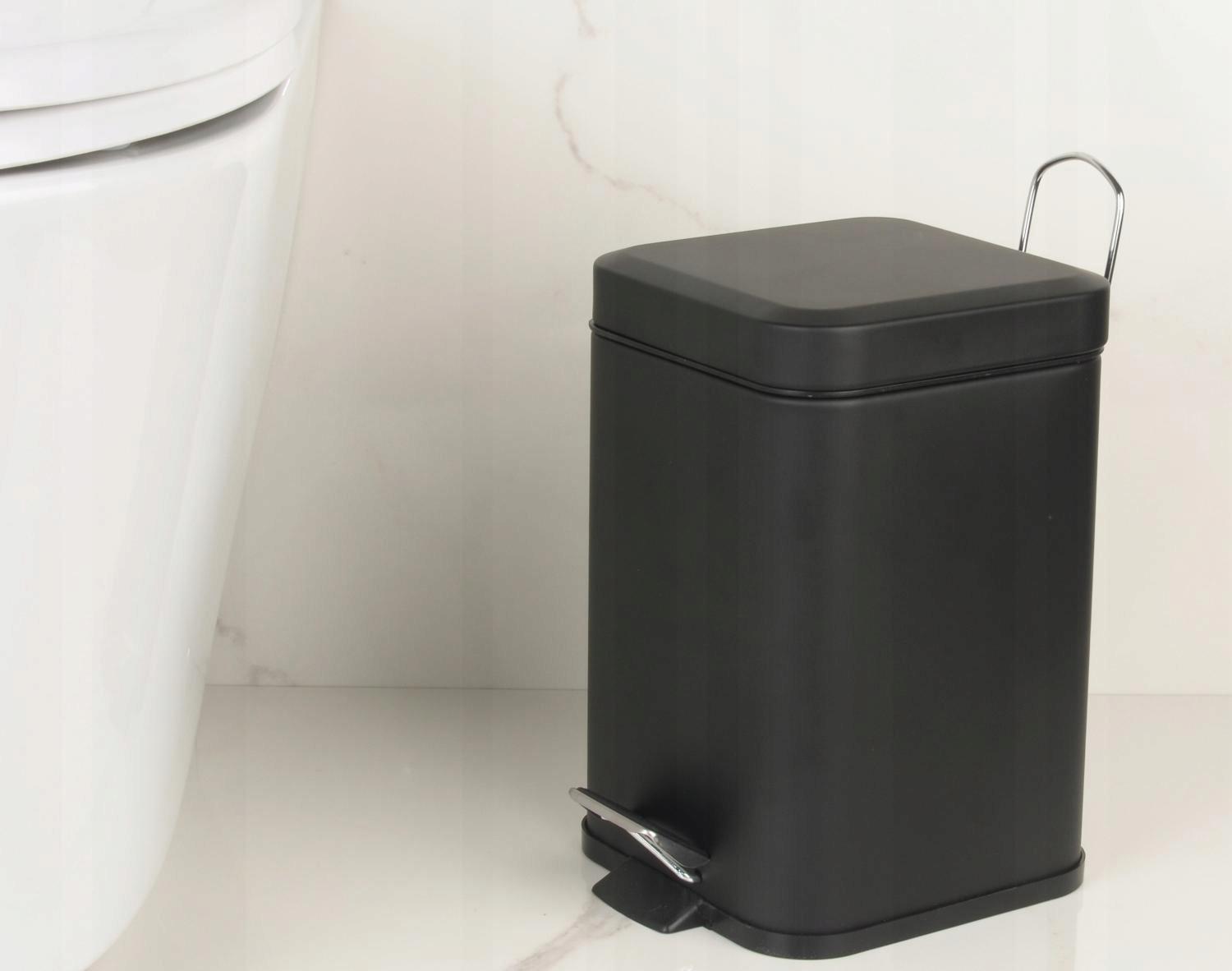 ZESTAW KOSZ NA ŚMIECI + SZCZOTKA TOALETOWA DO WC Kolor czarny