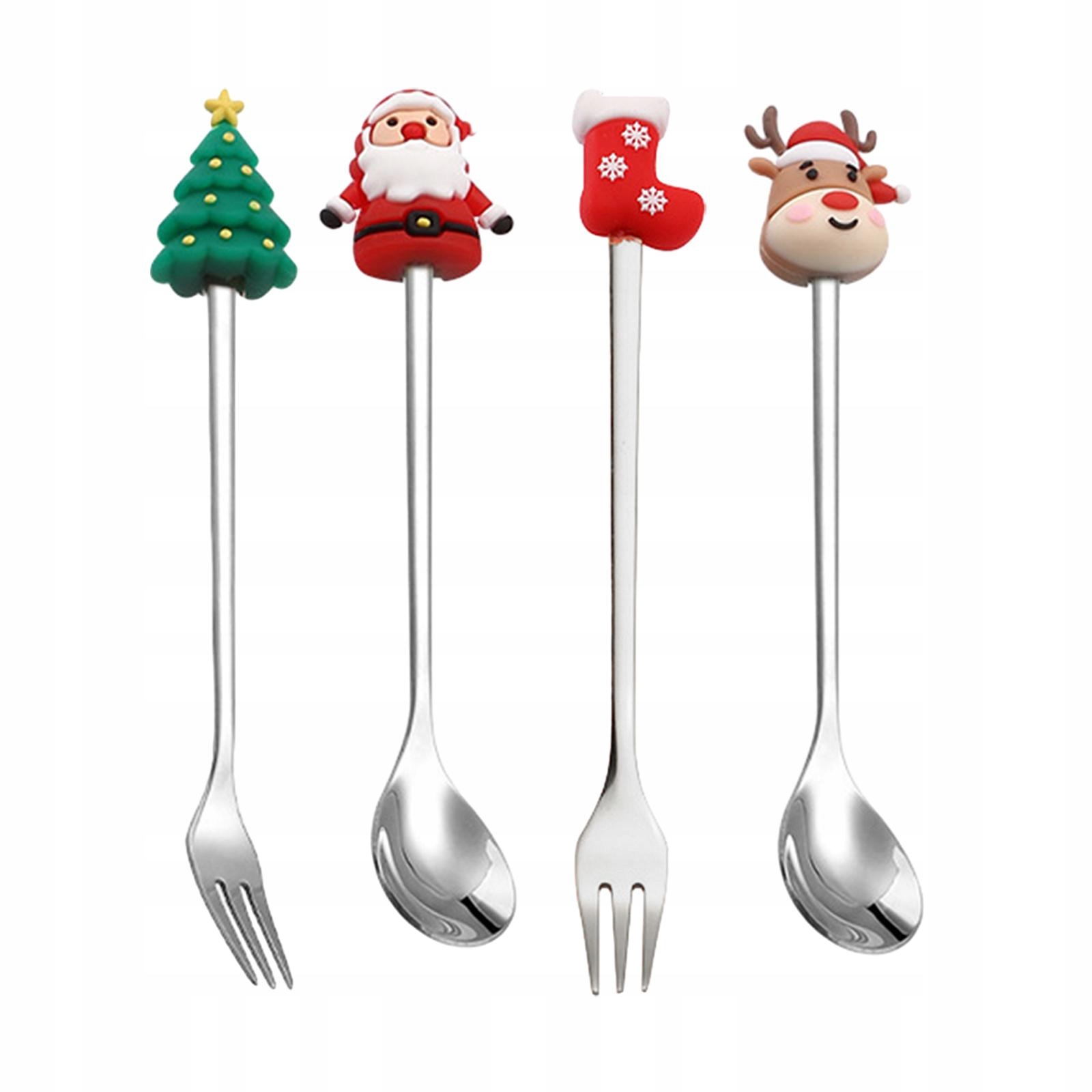 Christmas Spoons Forks Set Pastry Forks and T Marka bez marki