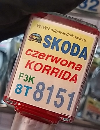

Zaprawka Lakiernicza Skoda 8151 F3K czerwona korr