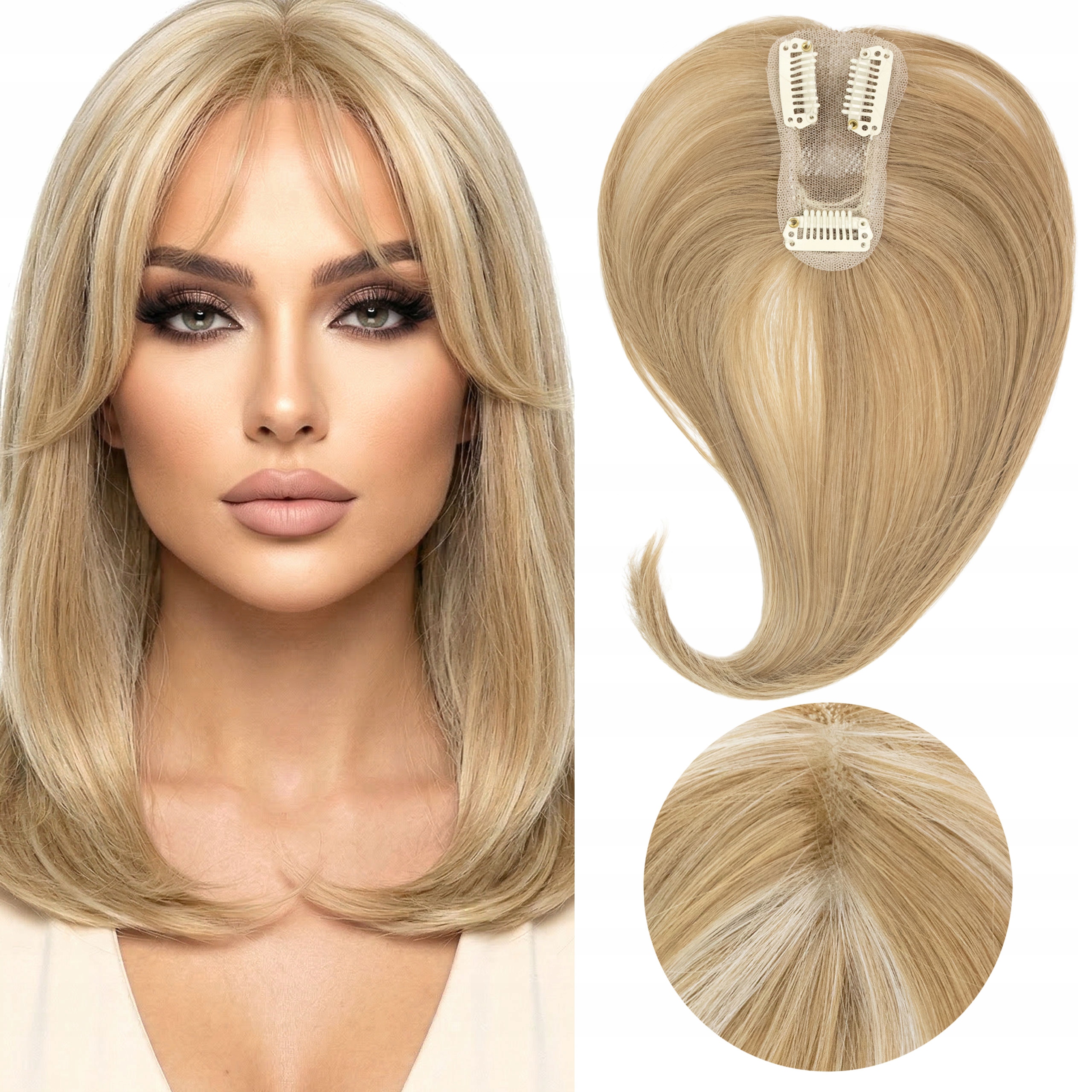 Toper Tupet Příčesek z umělých vlasů Clipin Hříva Blond Balayage 4x6 cm