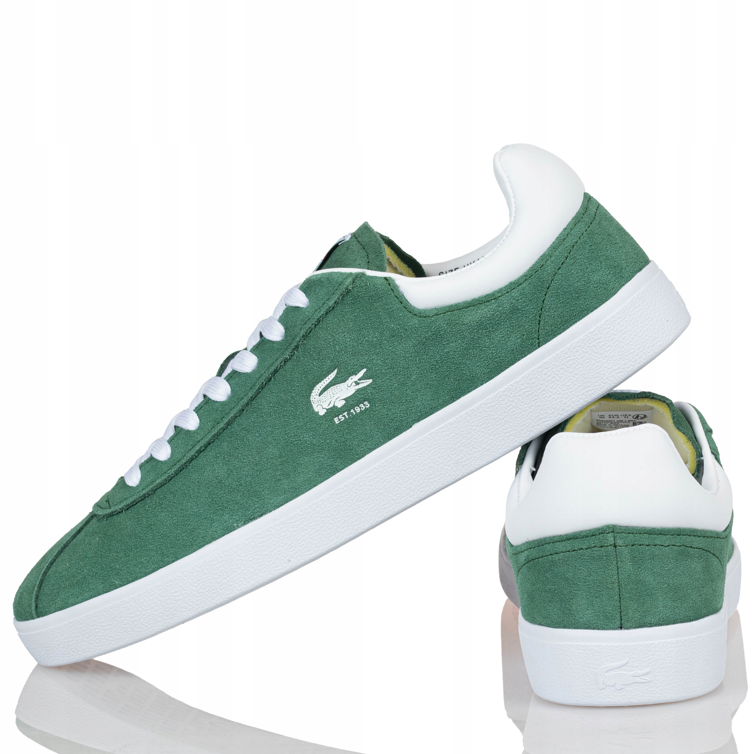 Buty Męskie Lacoste Baseshot Zielone Skóra Naturalna Sportowe R-47