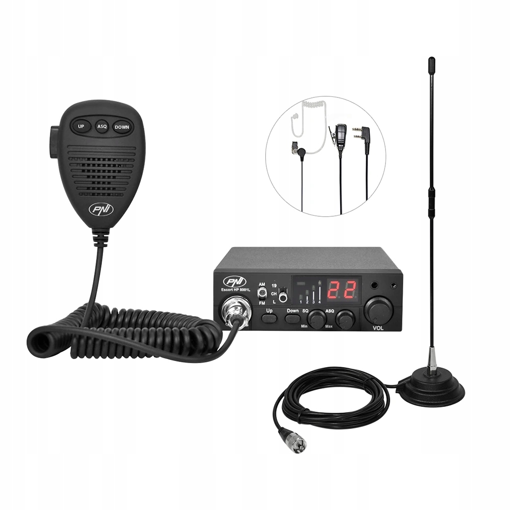 Cb Pni Escort Balíček rádiových staníc Hp 8001L Asq 4 W, 40 kanálov antén