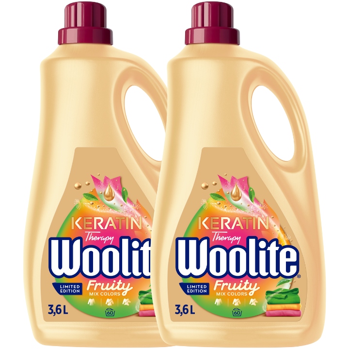Levně Woolite Tekutý prací prostředek na barvy Fruity 2x3,6L 120pr