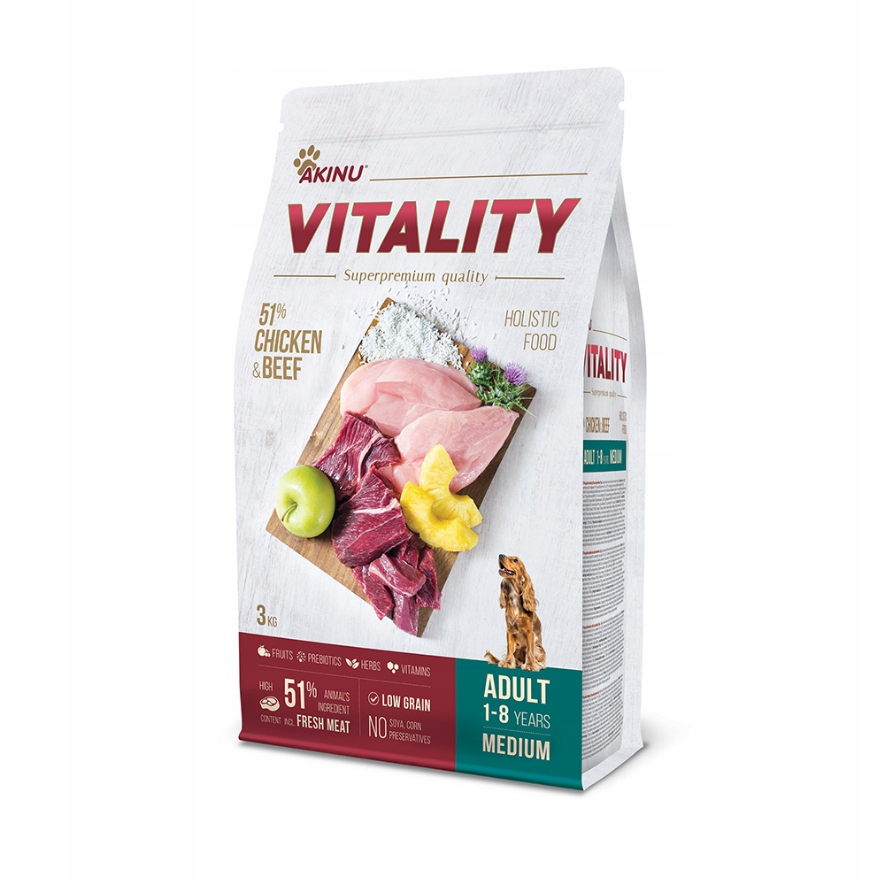 Levně Akinu Vitality dog adult medium chicken & beef 3kg