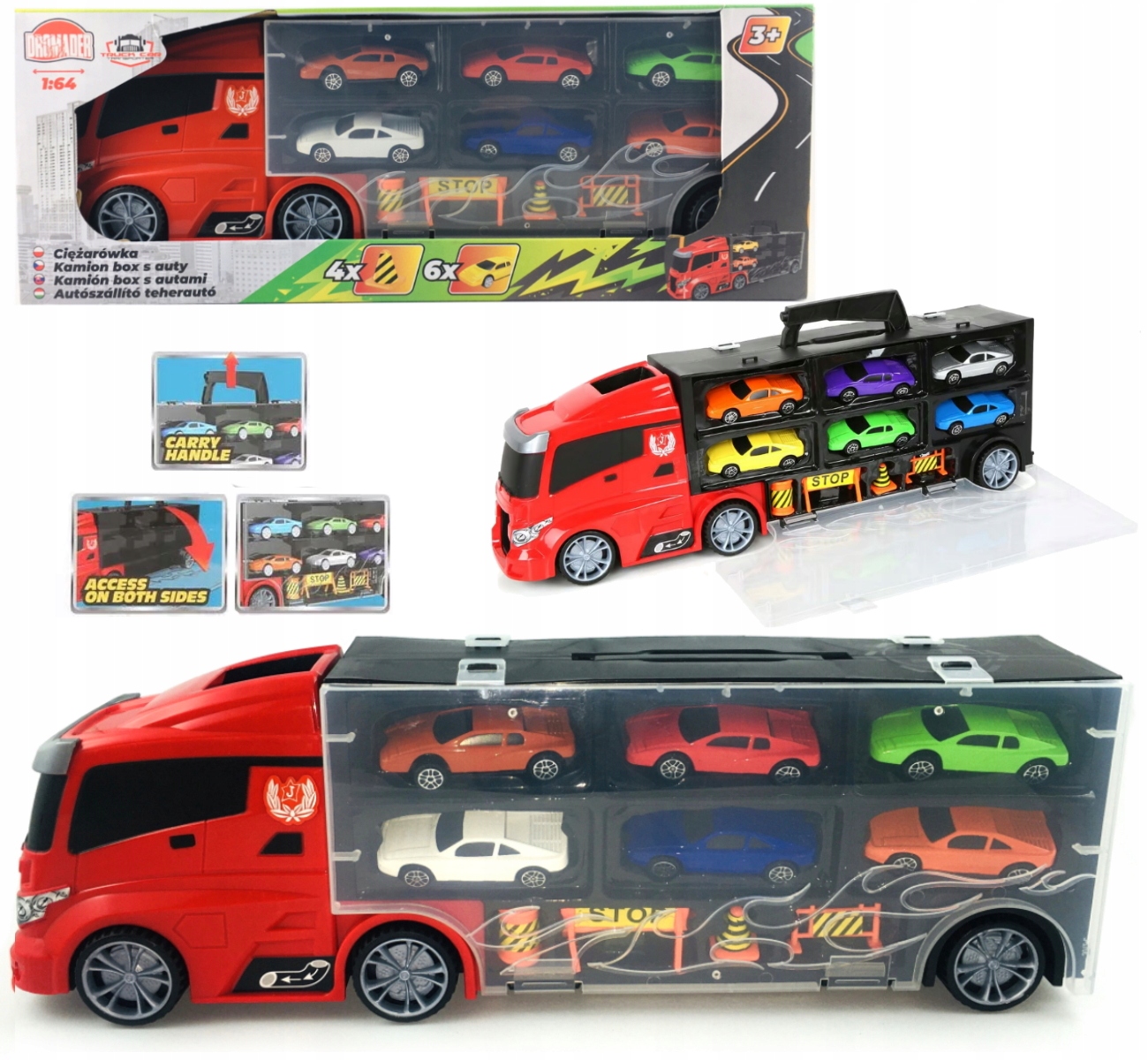 CIĘŻARÓWKA TIR NA RESORAKI WYRZUTNIA WALIZKA 1:64