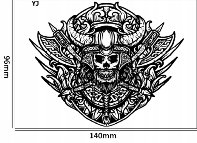 Duży TATUAŻ ZMYWALNY wodny WIKING nordycki CZASZKA tymczasowy na wodę męski Marka Panna Kokardka