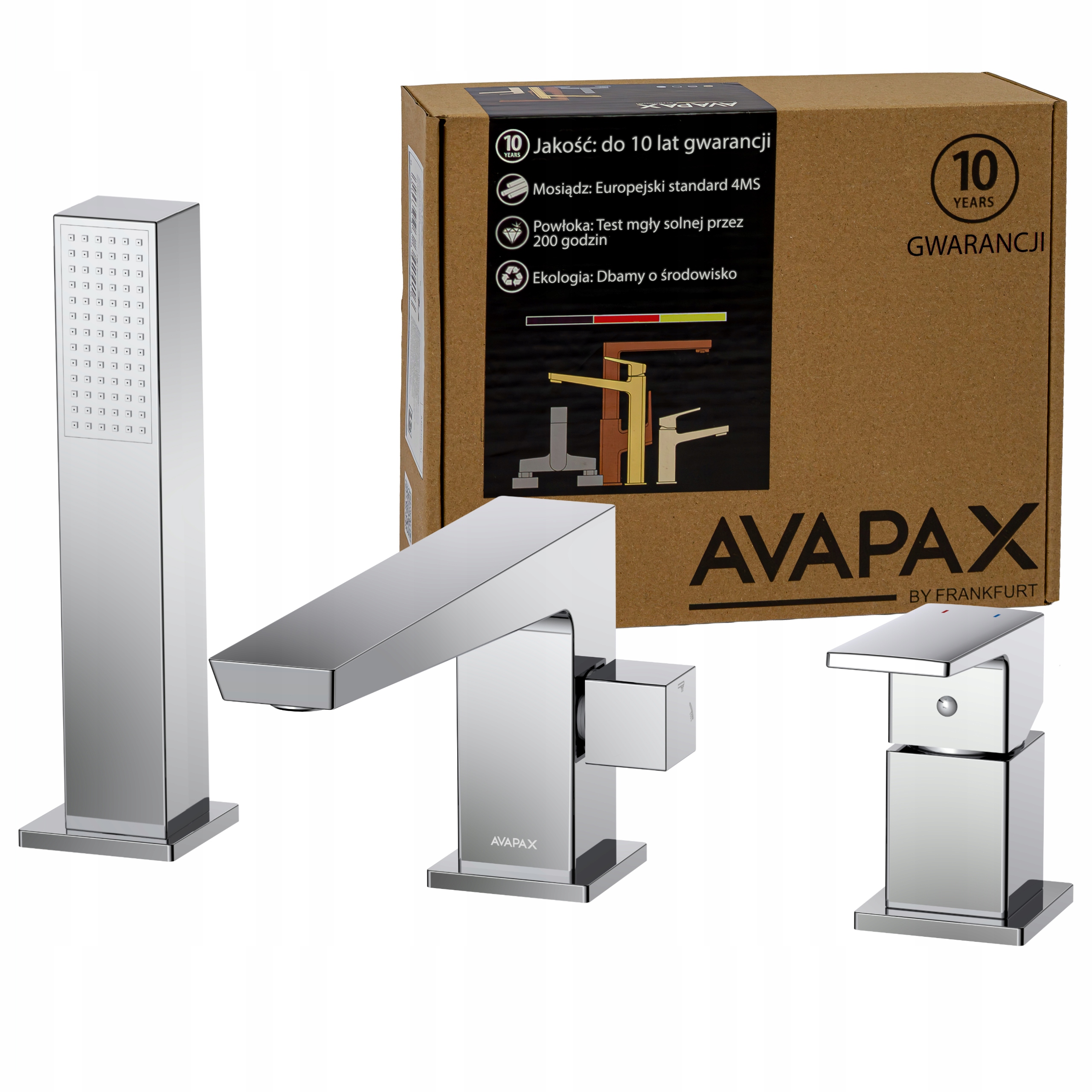 Vaňová batéria na okraj vane 3-otvorová so sprchou, chróm Avapax