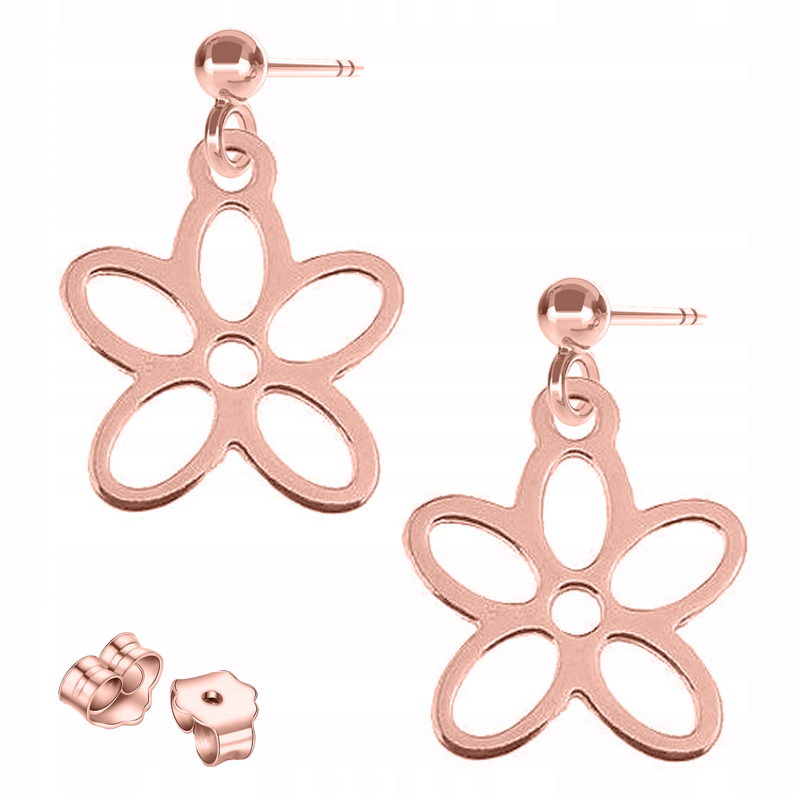 Náušnice Pozlacené s květy Plechy Květiny Stříbro 925