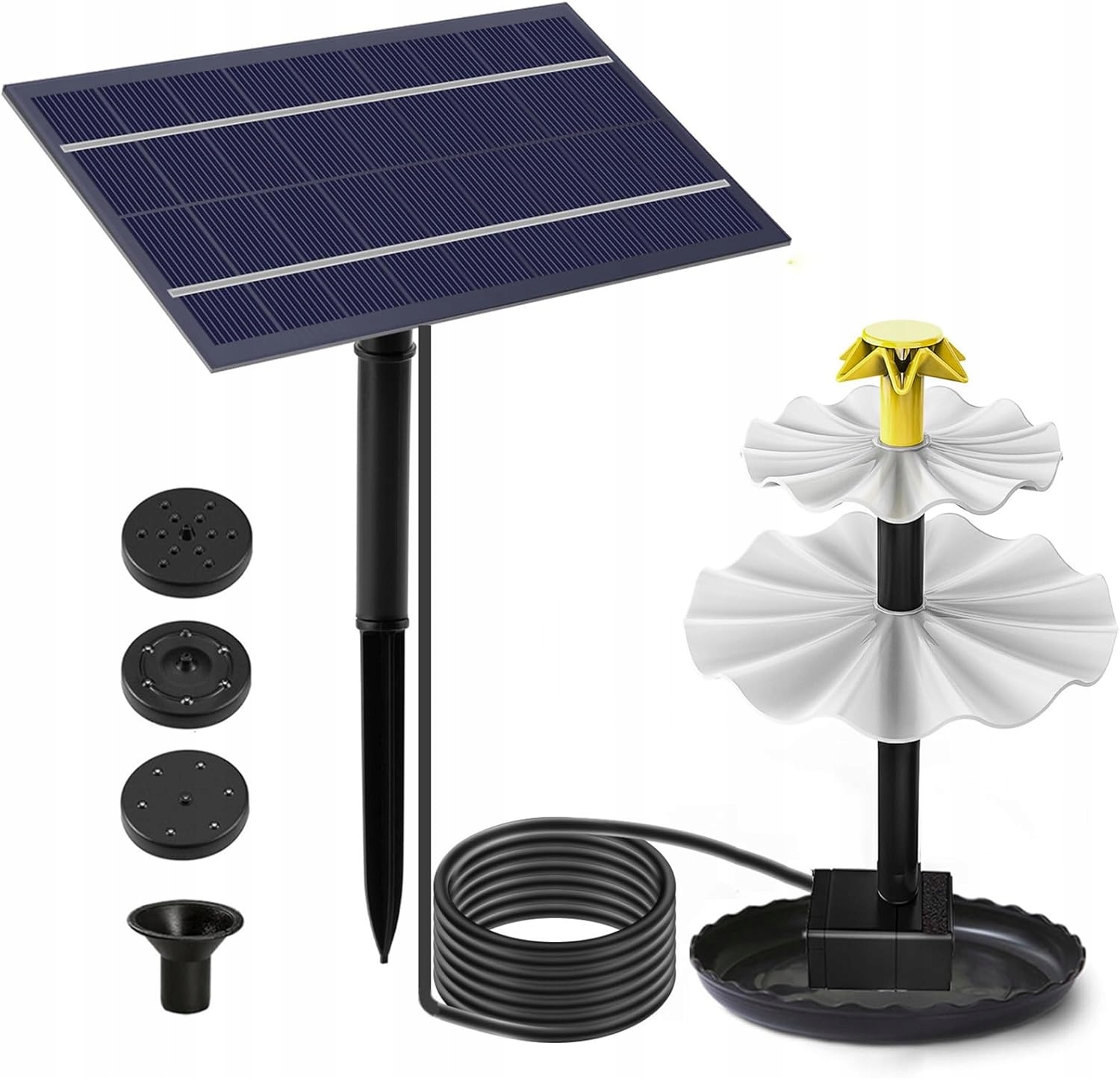 Solární vodní čerpadlo 4W pro zahradu a rybník s 2-úrovňovou fontánou