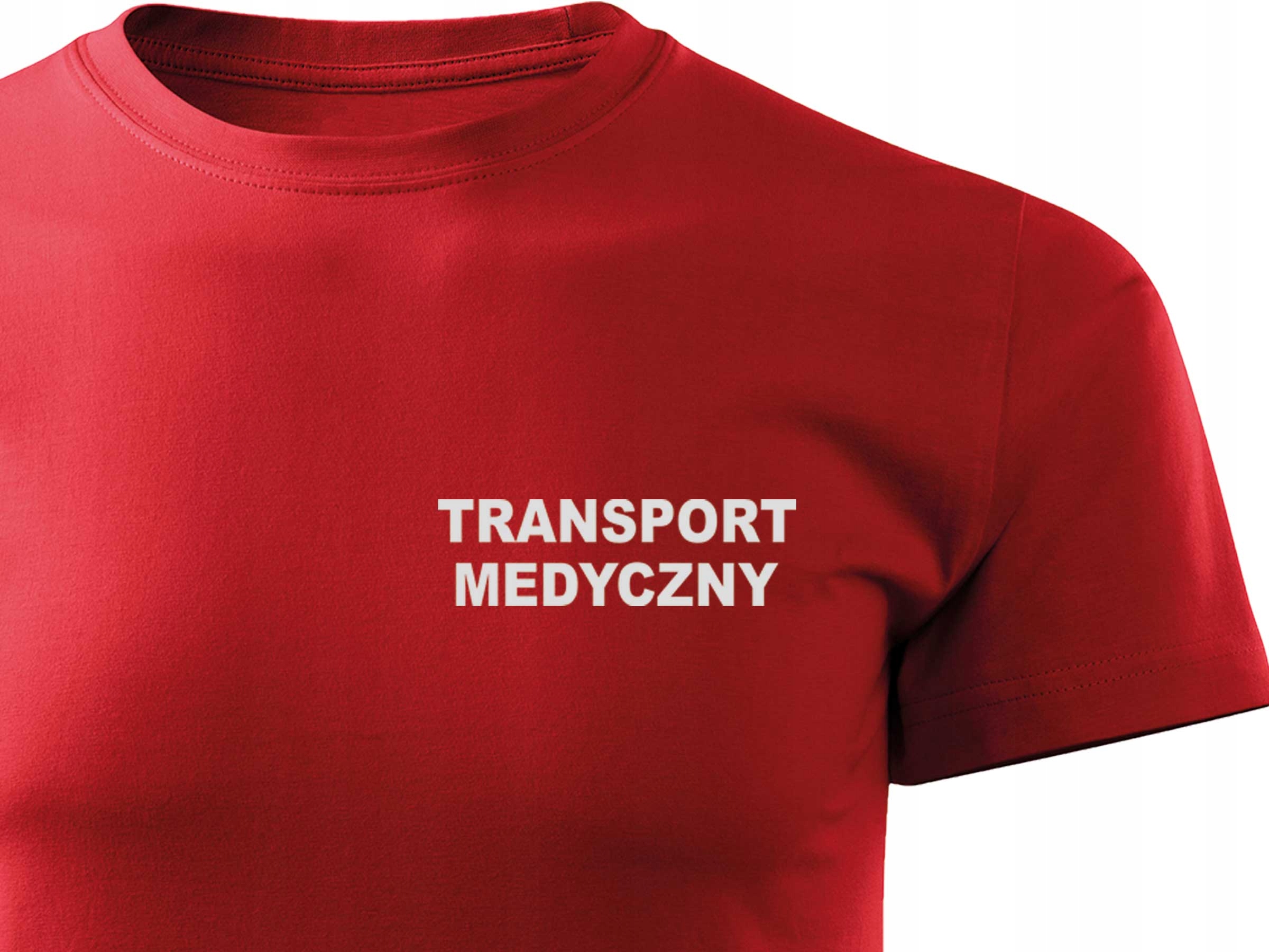 

Czerwony T-shirt Transport Medyczny Nadruk Odblask