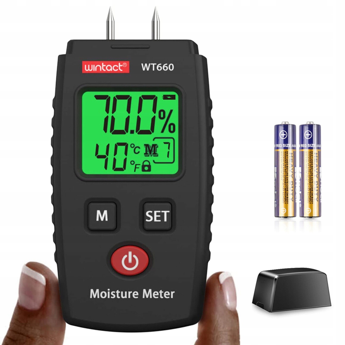 MIERNIK POMIAR WILGOTNOŚCI DREWNA WILGOTNOŚCIOMIERZ LCD WIELE GATUNKÓW