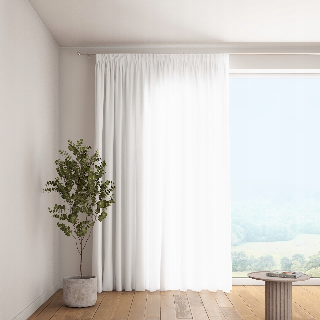 Záves na vlnitej páske 1 ks 140x260 cm biely