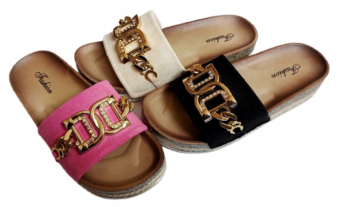 SZOK TEGO ROKU NIESPOTYKANE KLAPKI DAMSKIE NA NISKIM KOTURNIE DIAMENCIKI 37 Marka inna