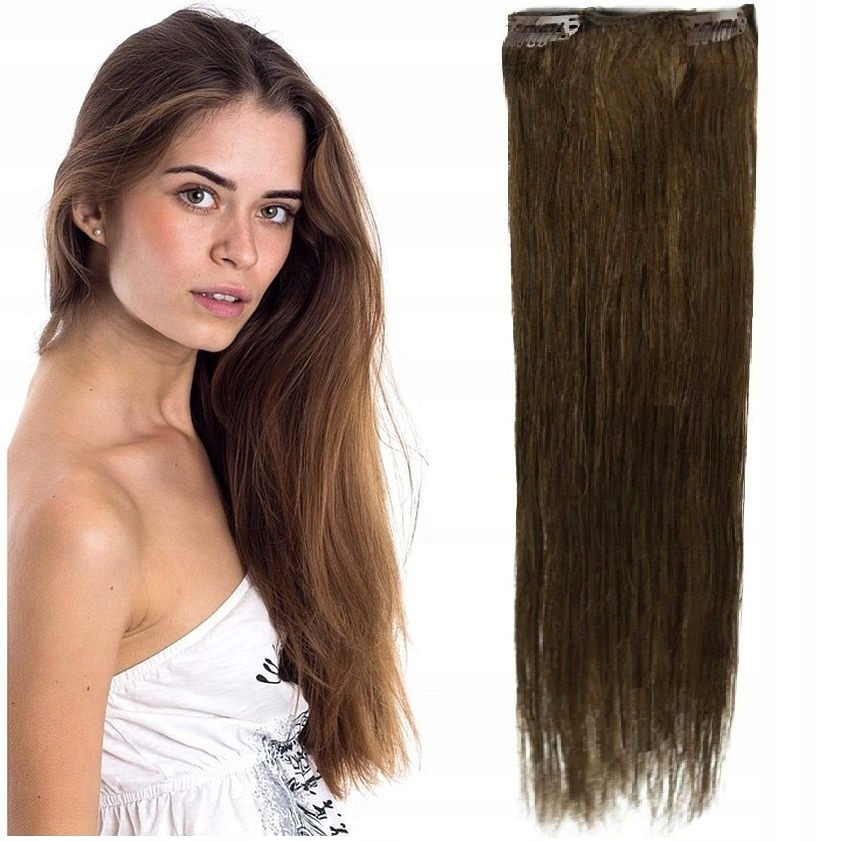 Clip-in Příčesek Do Vlasů 100% Přírodní Páska Dopinka 60 CM světle hnědá 6