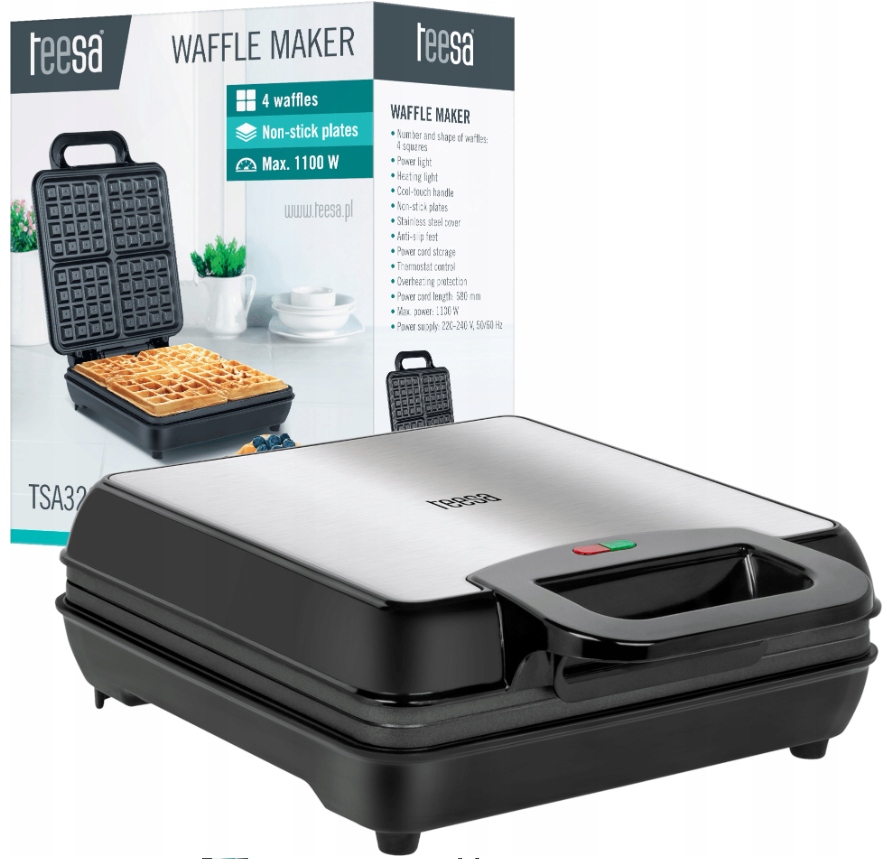 Výkonná Vaflovač Na 4 Vafle Sendvičovač XXL 1100 W