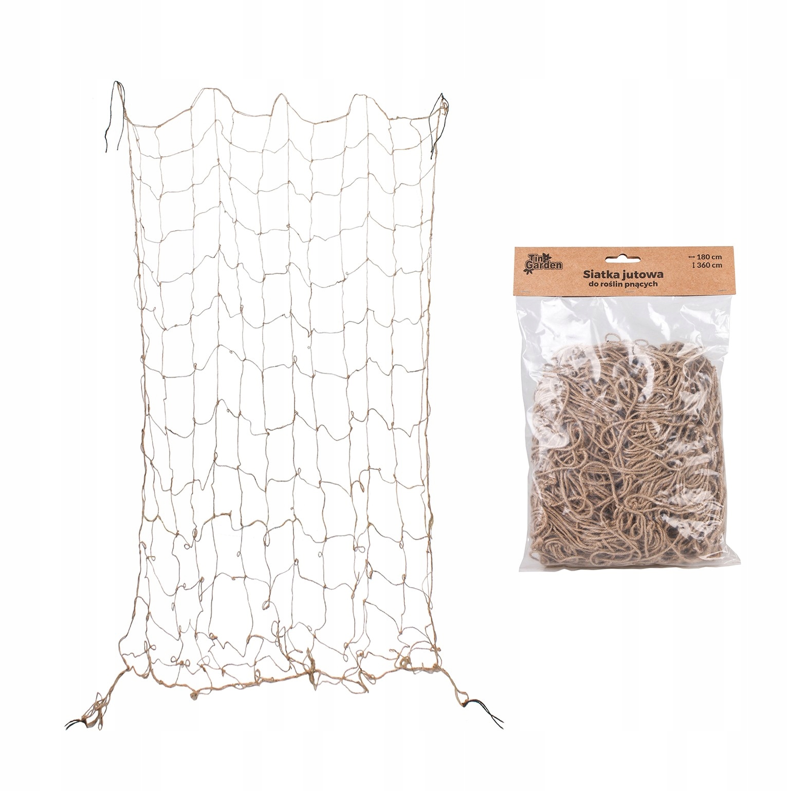 SIATKA Z JUTY DO ROŚLIN PNĄCYCH OGÓRKÓW FASOLI PNĄCZY WINOROŚLI 180x360 cm