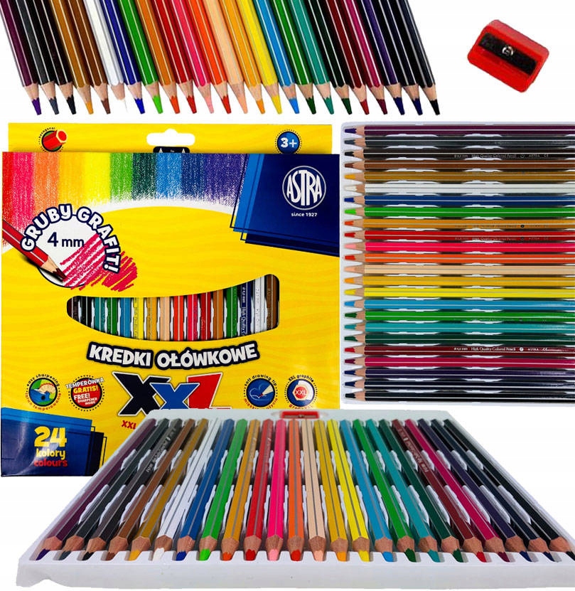 

Kredki Astra ołówkowe XXL gruby grafit 4mm 24 kol.