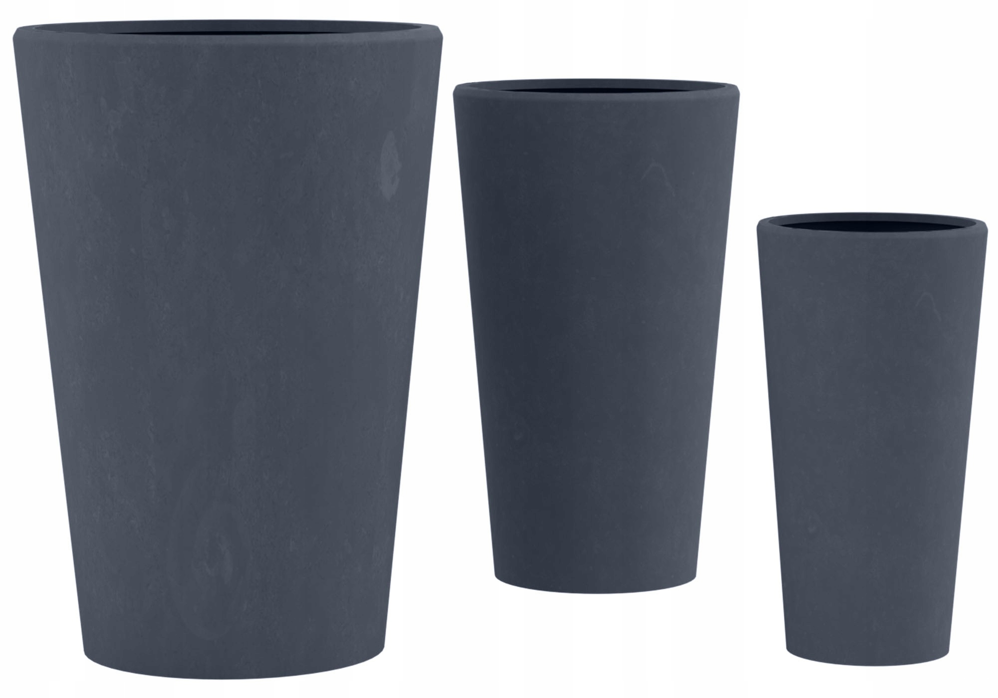 Sada záhradných kvetináčov 3 kusy antracitové s fiberclay