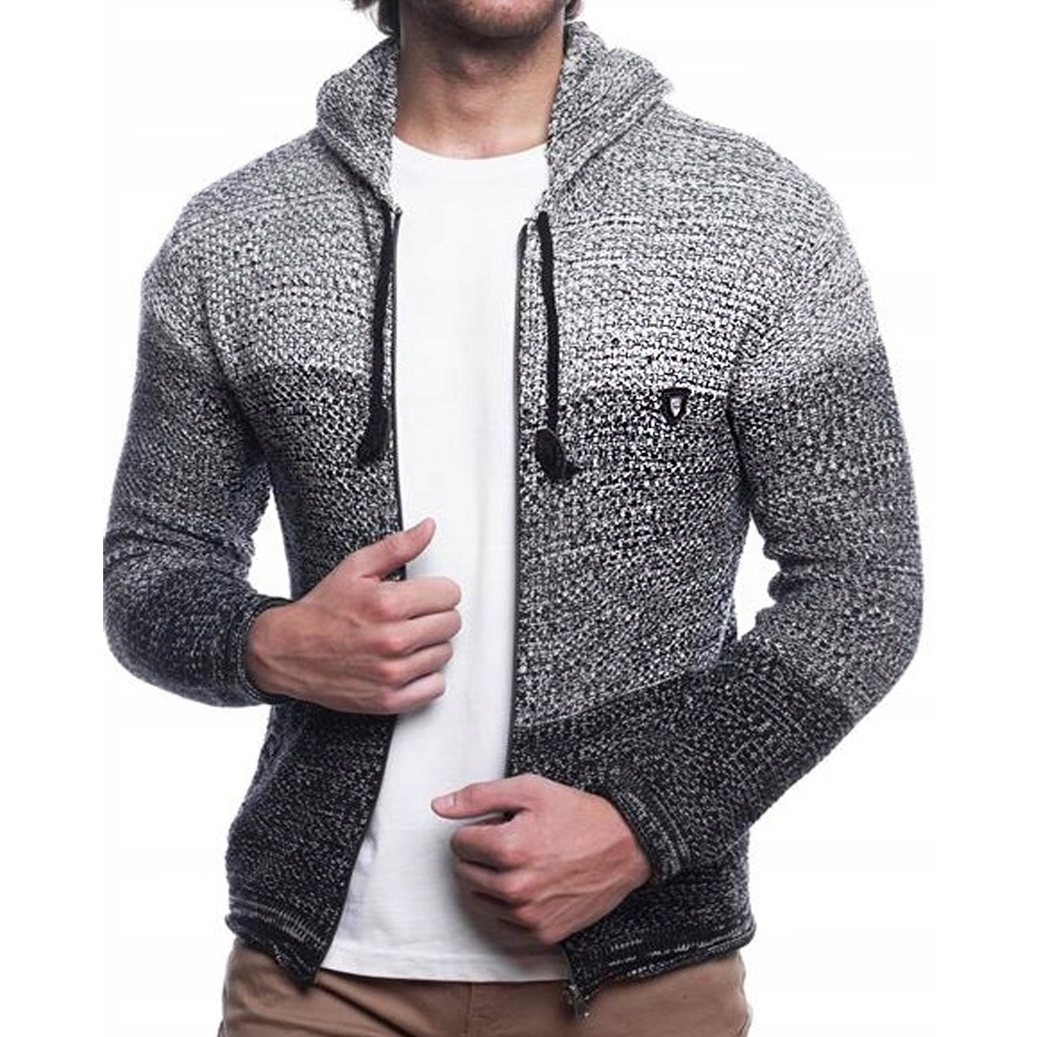 Pánský Svetr S Kapucí Na Zip Ombre