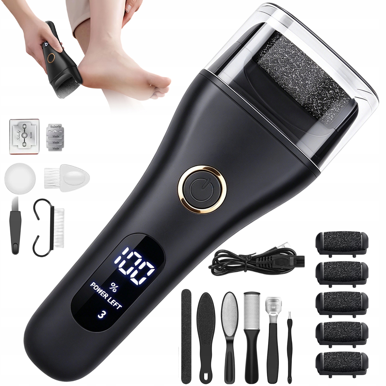 Pilník Na Nohy Usb Akumulátor 1200 Mah 3 Režimy IPX7 Led Pro Odstranění Kůže