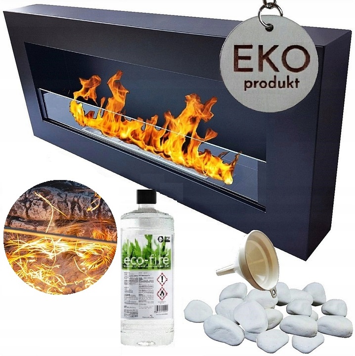 

Biokominek 90x40 Box In Flat 900x400 czarny szyba