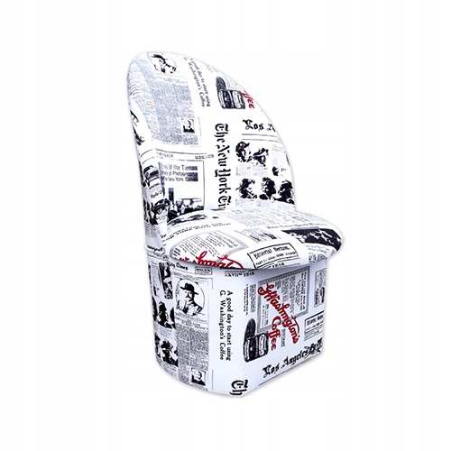 Fotel - puf z oparciem KRASNAL motyw Gazeta