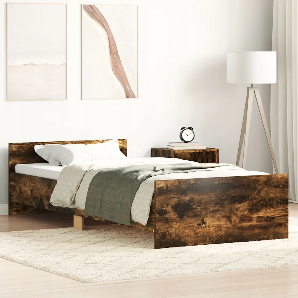 Rám postele bez matrace kouřový dub 75x190 cm kompozitní dřevo Hnědá 835950