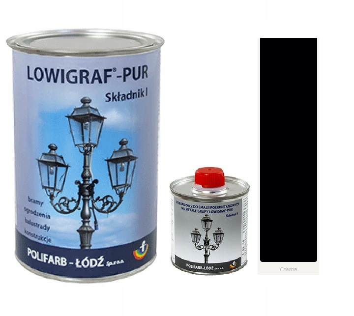 Lowigraf Pur Emalia poliuretanowa 0,8l Czarny Gładki Utwardzacz