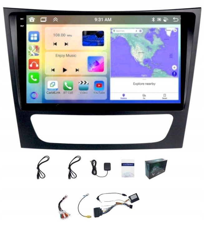Navigační Rádio Carplay Mercedes W211 2002-10 Wifi Android 4GB 64GB