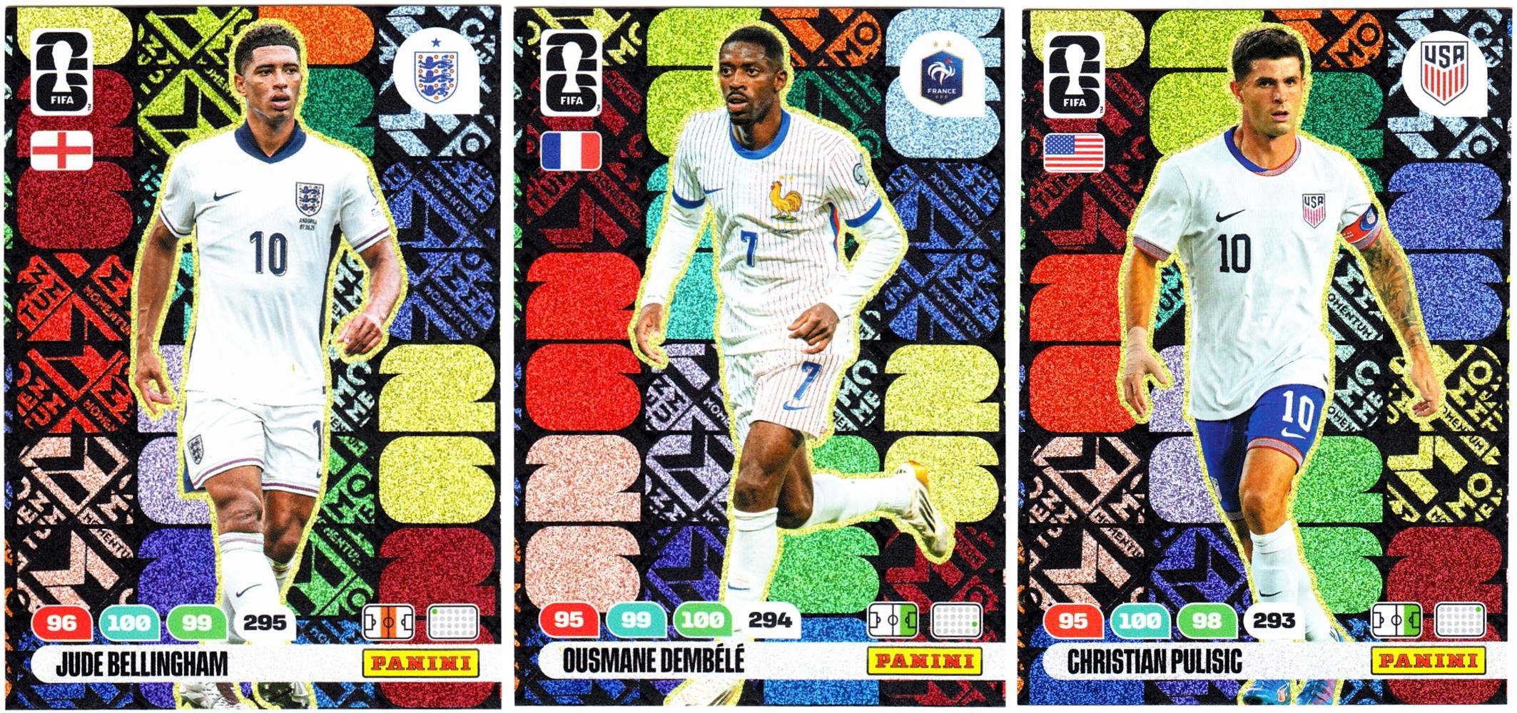 Momentum Fifa World Cup 2026 Panini zestaw 3 kart Bellingham Dembele