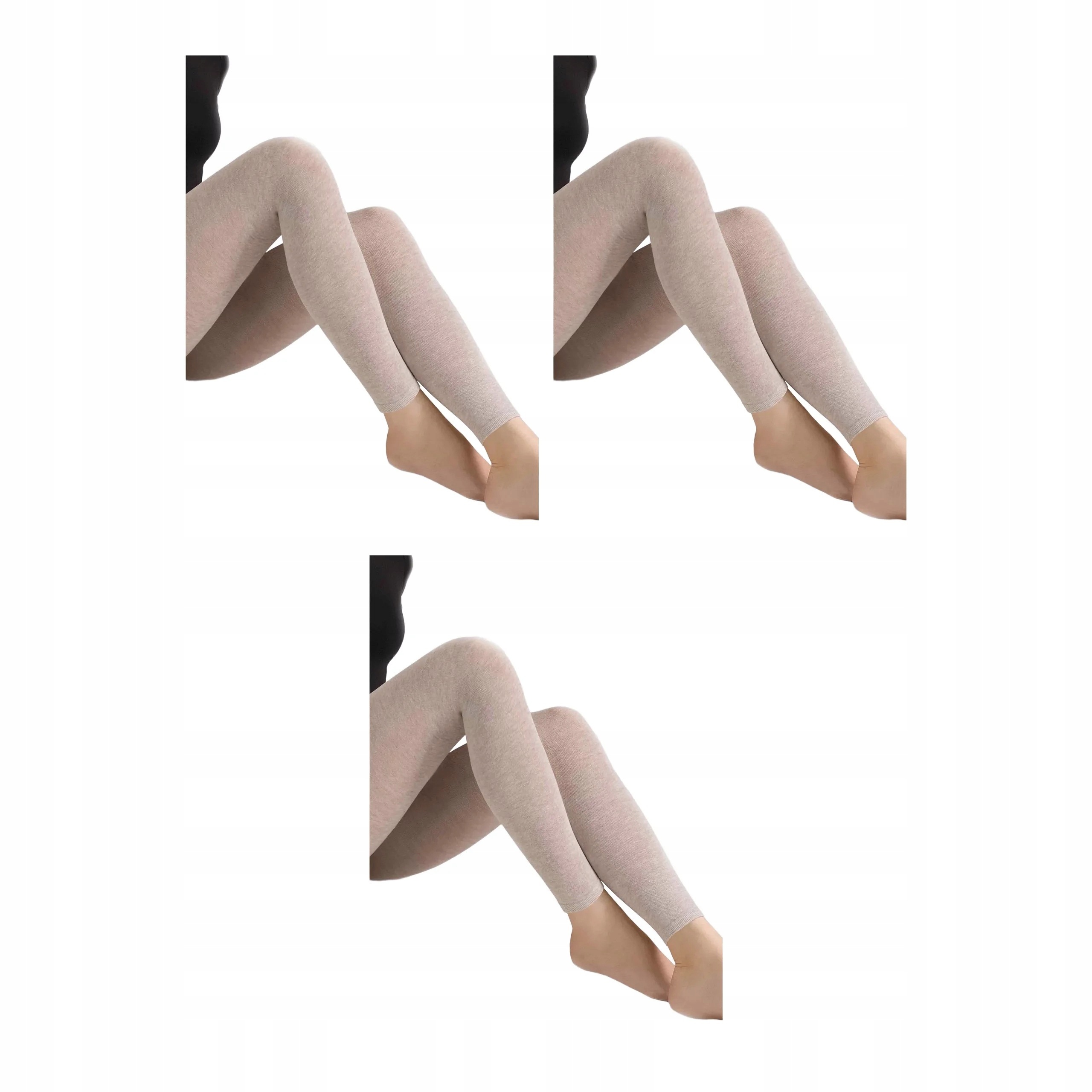3 páry Dámské bavlněné legíny s vlnou 608 Cotton 3x Beige Melange 3-M