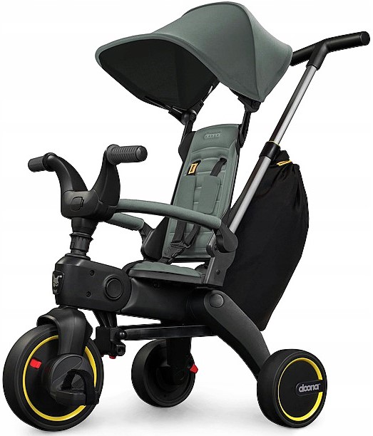 Rower trójkołowy składany Doona Liki S3 z reg. oparcia &koszyk, Forest Gray