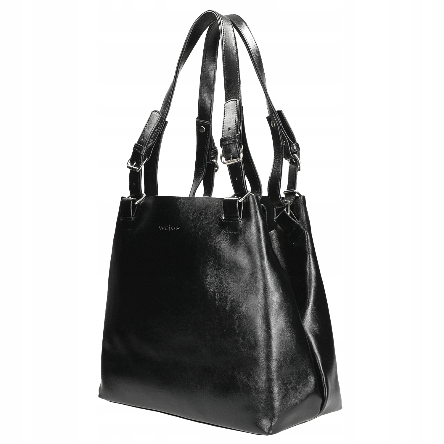 Dámská kožená kabelka z pravé kůže, prostorná velká taška Wojas černá