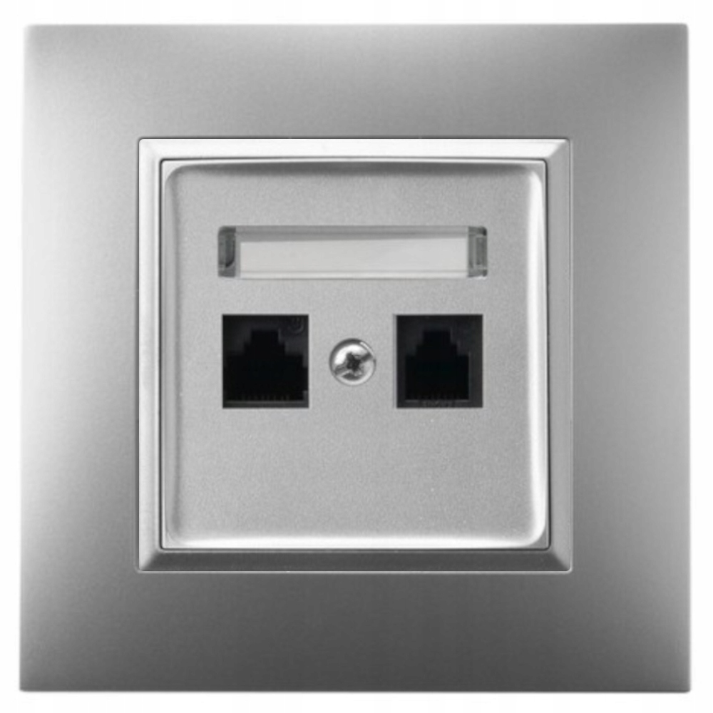 GNIAZDO INTERNETOWE RJ45 2X ARIA SREBRNY