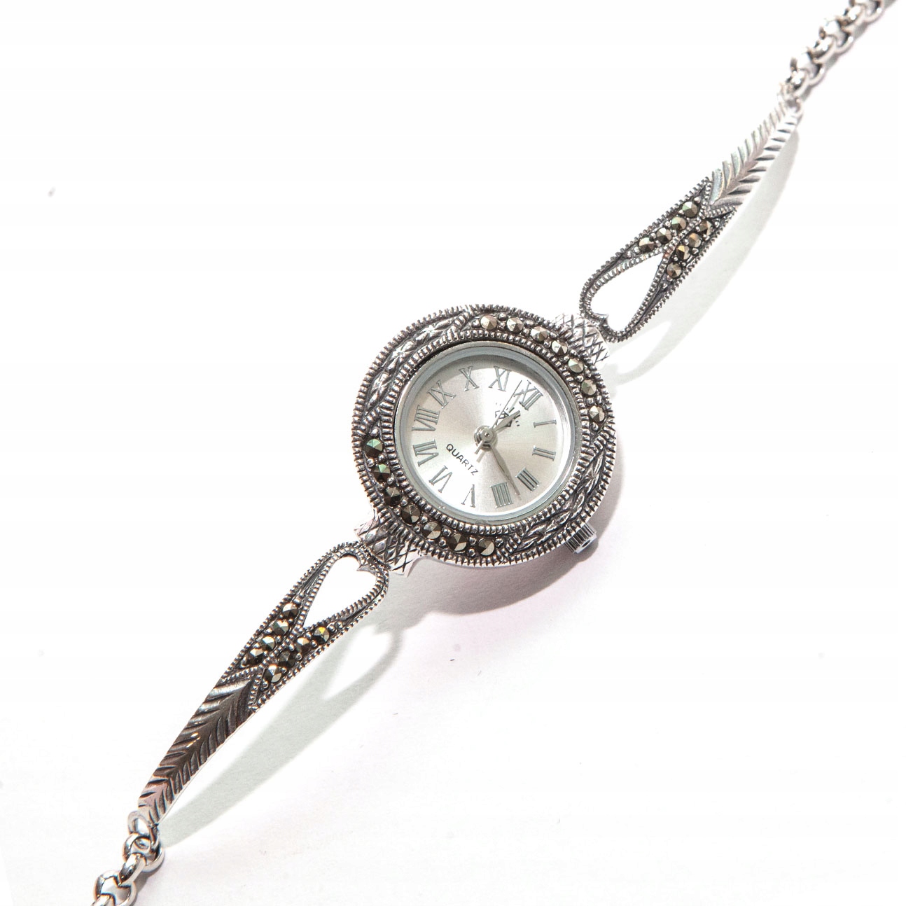 Hodinky ruka náramek s markýzami stříbro 925 elegantní