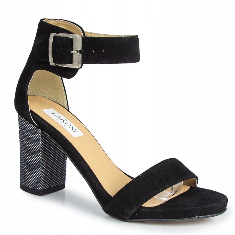 LaRoni 2661/2 Šplky Sandály Sloupek Kůže Černé 38