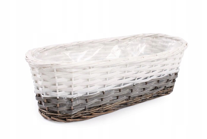 OWALNY KOSZYK WIKLINOWY NA BALKON 42x17x14 cm