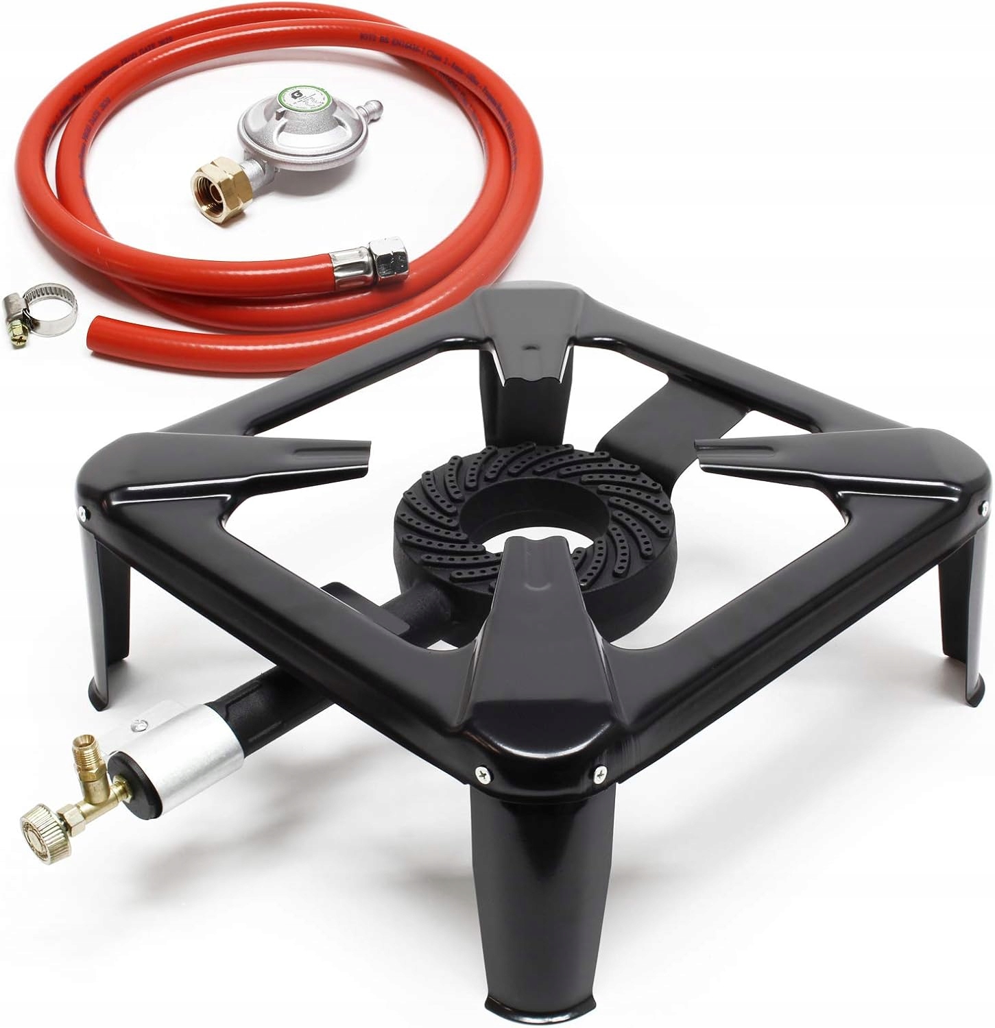 Plynový Hořák Litinová Stolička Vařič 40x40cm 8kW Set Hadice Reduktor