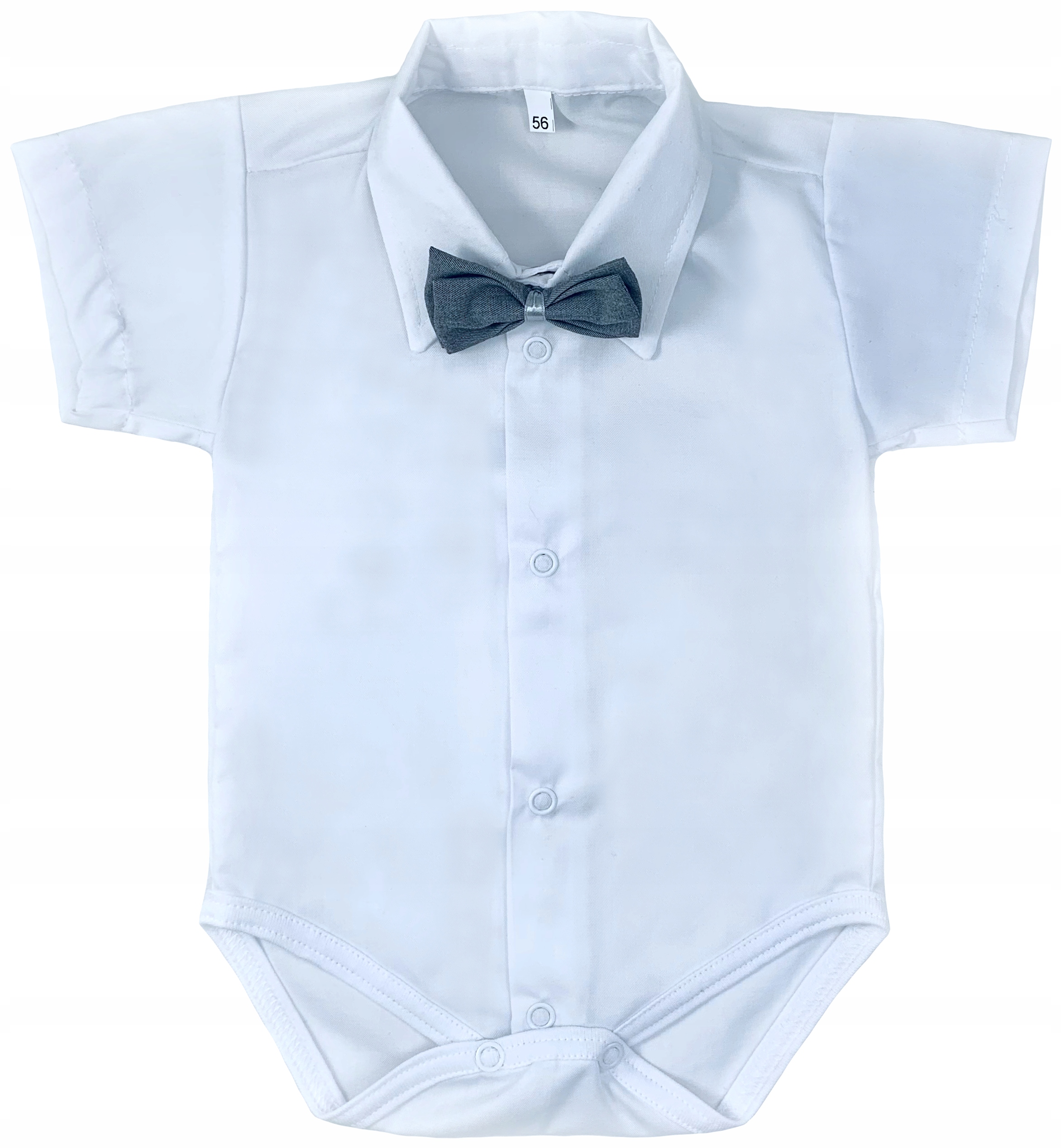 KOSZULOBODY + MUSZKA białe wizytowe 86 cm Chrzest